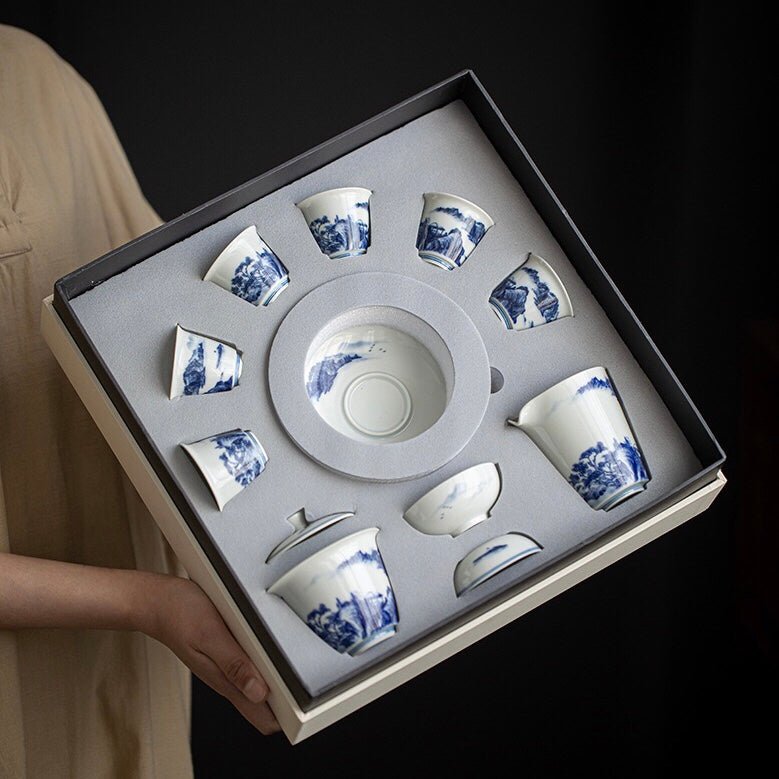 Antique Blue and white Ceramic Tea Set in Gift Box for HometeasetsAnyee TeaAntique Blue and white Ceramic Tea Set in Gift Box for Home