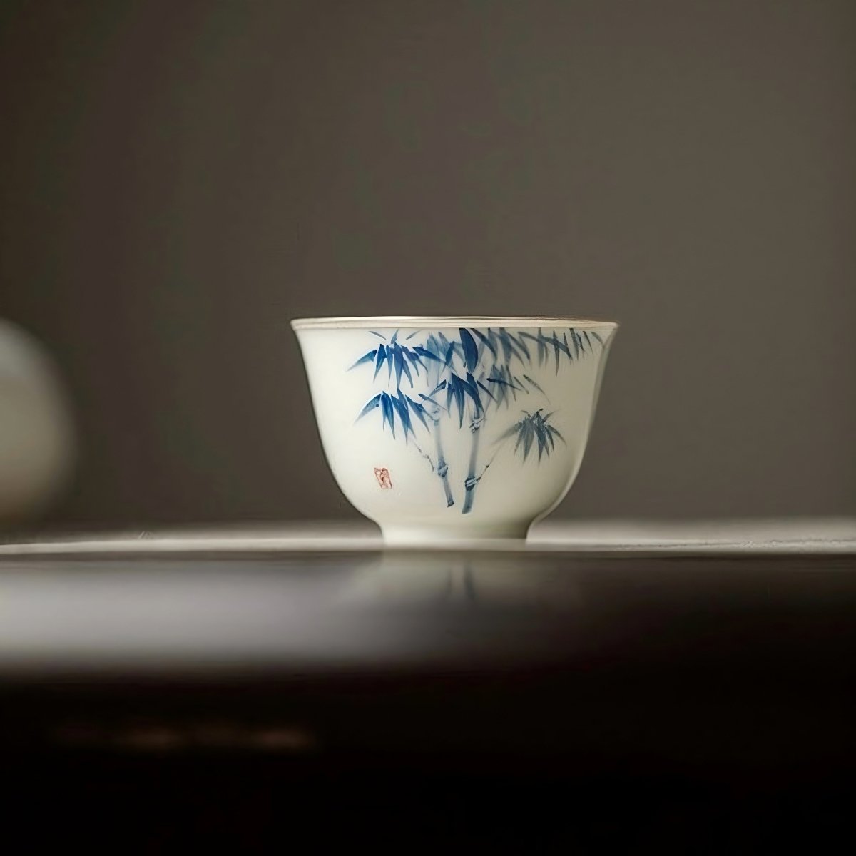 Blue and White Hand Painted Pine, Bambooand Plum - Blossom Teacup with Silver Rimmed EdgesAnyee TeaBlue and White Hand Painted Pine, Bambooand Plum - Blossom Teacup with Silver Rimmed EdgesBamboo