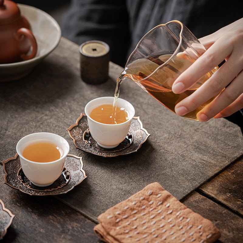 Bronze Octagonal Precious Lotus Flower Teacup CoasteraccessoiresAnyee TeaBronze Octagonal Precious Lotus Flower Teacup Coaster