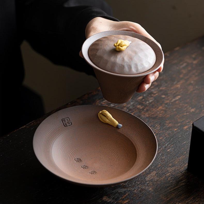 Coarse Pottery Gaiwan of Old Rock ClayGaiwanAnyee TeaCoarse Pottery Gaiwan of Old Rock Clay