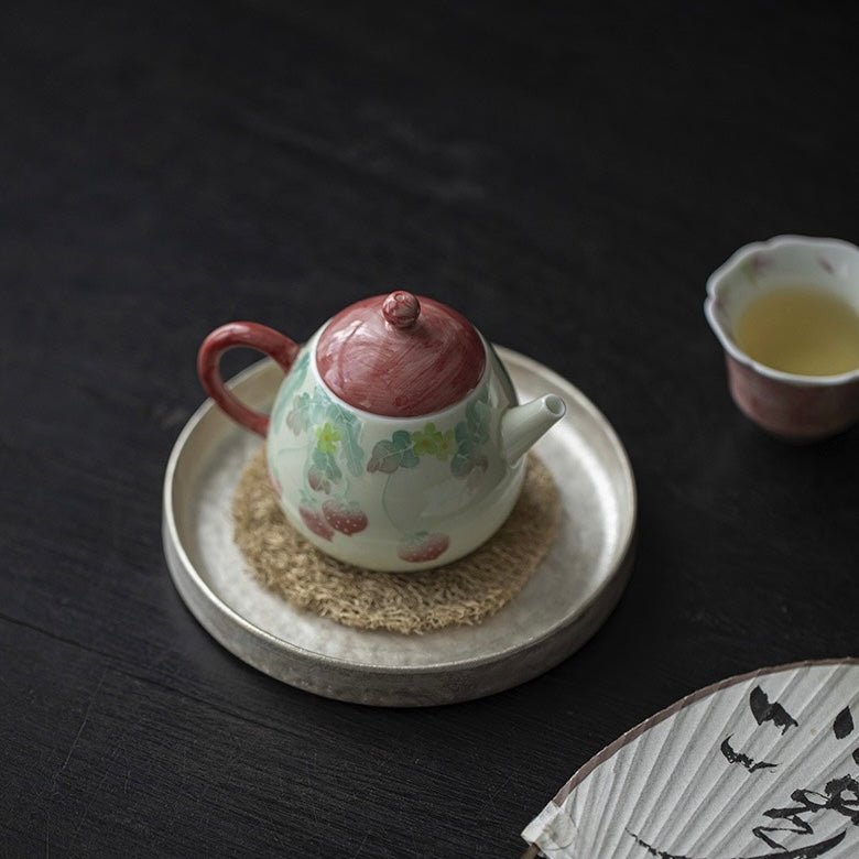 Hand - painted Raspberry Pattern Underglaze Ceramic TeapotteapotsAnyee TeaHand - painted Raspberry Pattern Underglaze Ceramic Teapot