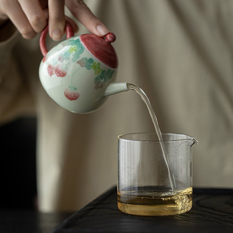 Hand - painted Raspberry Pattern Underglaze Ceramic TeapotteapotsAnyee TeaHand - painted Raspberry Pattern Underglaze Ceramic Teapot