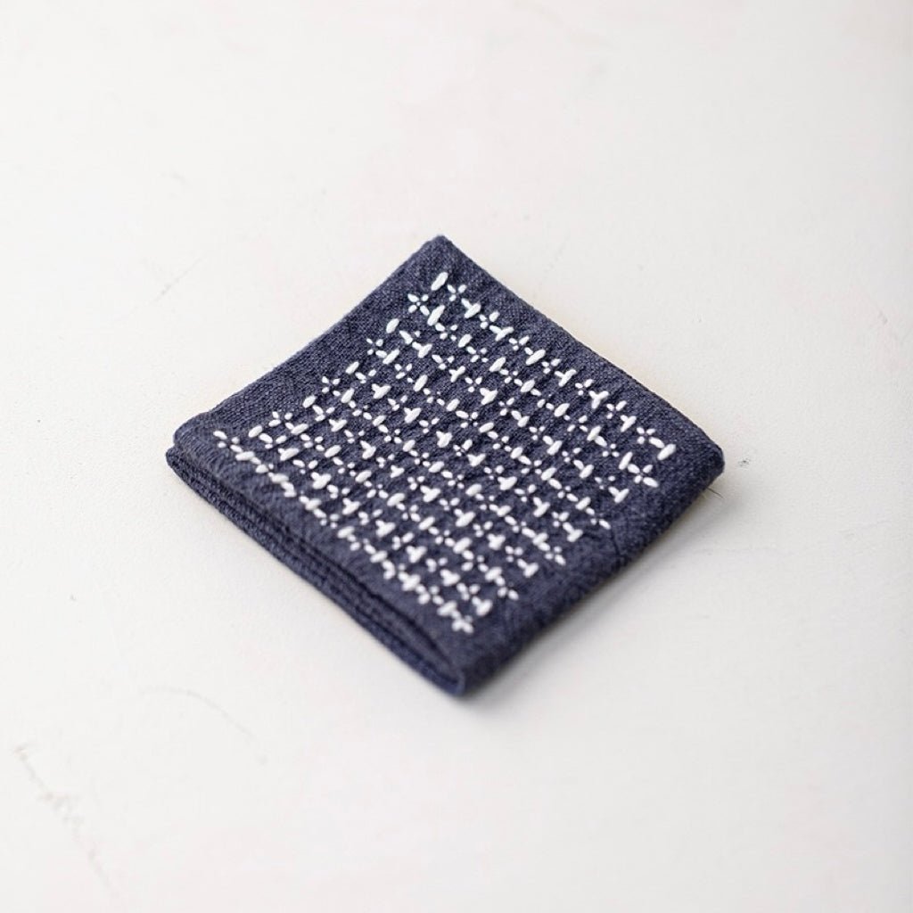 Hand Sewn Cross Stitched Cotton Linen Tea TowelaccessoiresAnyee TeaHand Sewn Cross Stitched Cotton Linen Tea TowelDark blue