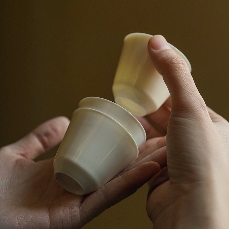 Handmade Thin Bodied Apricot White Ceramic TeacupTeacupsAnyee TeaHandmade Thin Bodied Apricot White Ceramic Teacup