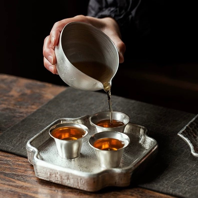 Handmade Ultra - thin Thin - bodied Gilded - silver TeacupTeacupsAnyee TeaHandmade Ultra - thin Thin - bodied Gilded - silver Teacup