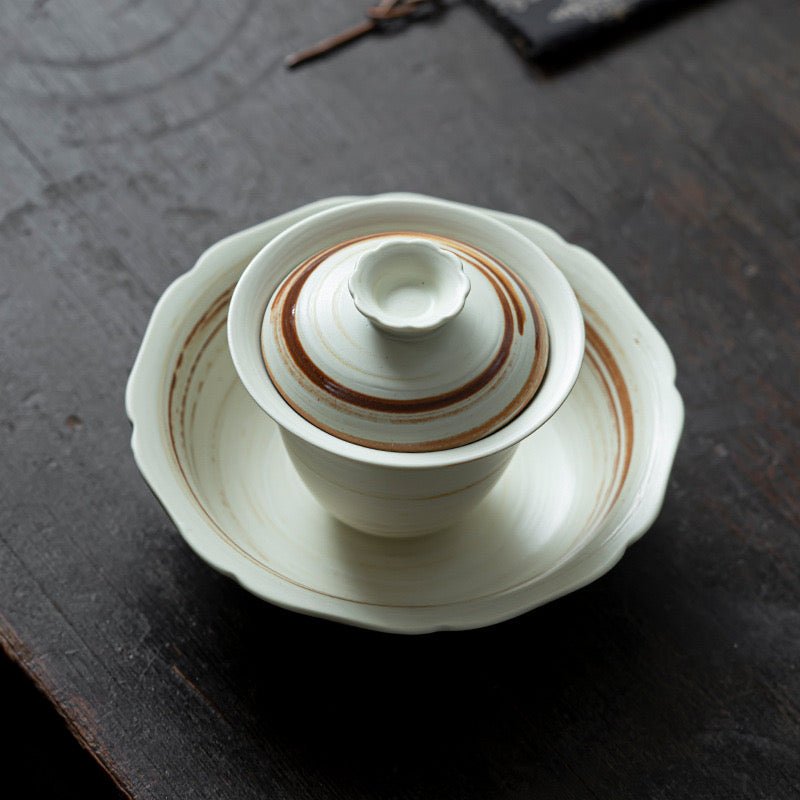 Handmade White Clay Ceramic Gaiwan in Wabi - sabi StyleGaiwanAnyee TeaHandmade White Clay Ceramic Gaiwan in Wabi - sabi Style