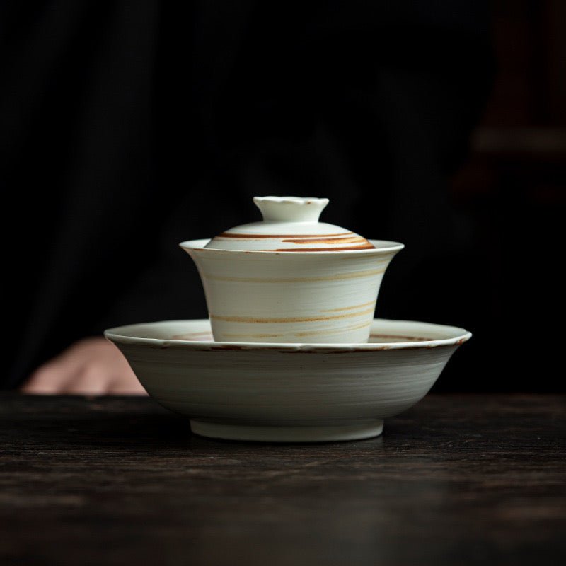 Handmade White Clay Ceramic Gaiwan in Wabi - sabi StyleGaiwanAnyee TeaHandmade White Clay Ceramic Gaiwan in Wabi - sabi Style