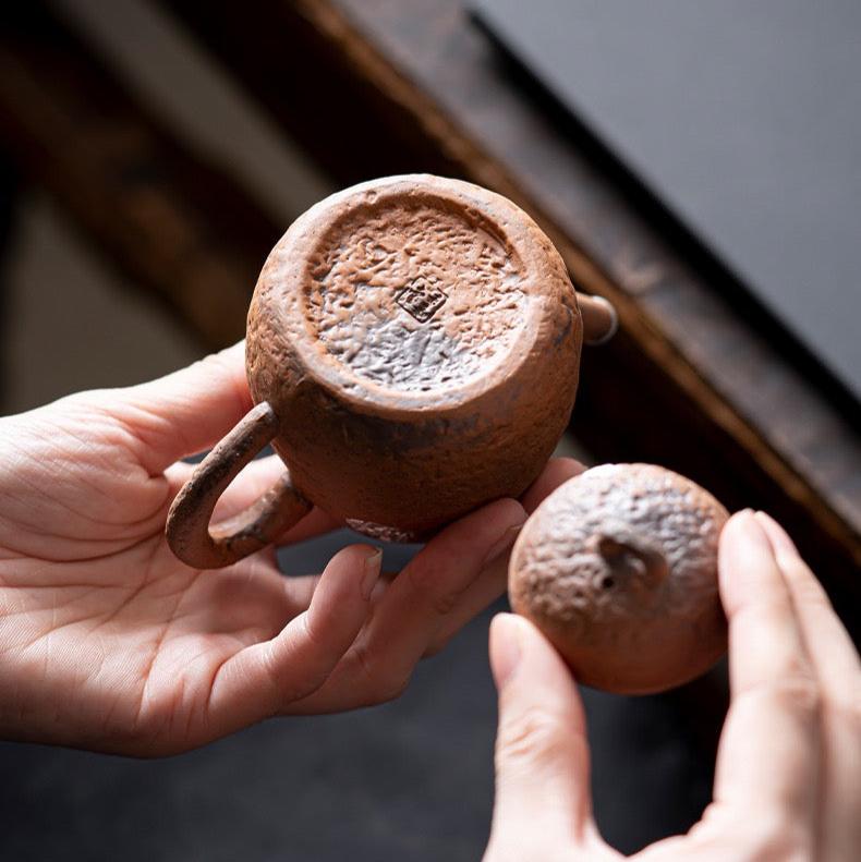 Pure Handmade Rough Pottery Old Rock Clay Silver - gilded TeapotteapotsAnyee TeaPure Handmade Rough Pottery Old Rock Clay Silver - gilded Teapot
