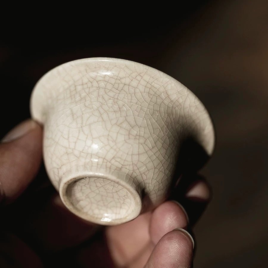 The Zhang Kiln Crackled, Nourishable, Beige Colored Handmade TeacupTeacupsAnyee TeaThe Zhang Kiln Crackled, Nourishable, Beige Colored Handmade Teacup