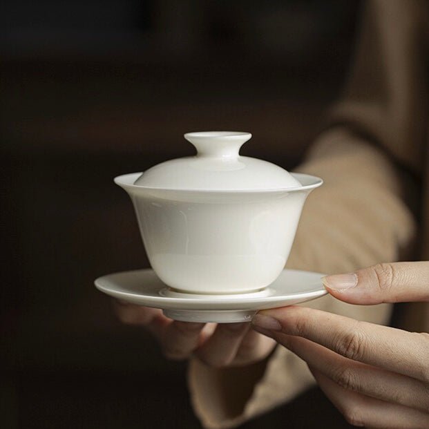 White Porcelain Gaiwan Teacup Tea BowlGaiwanAnyee TeaWhite Porcelain Gaiwan Teacup Tea Bowl