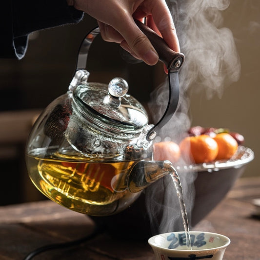 Boiling Teapot Device for Electric Ceramic Stoves with Wood-grained Handle