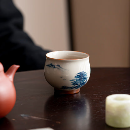 Hand-painted Landscape Ceramic Teacup