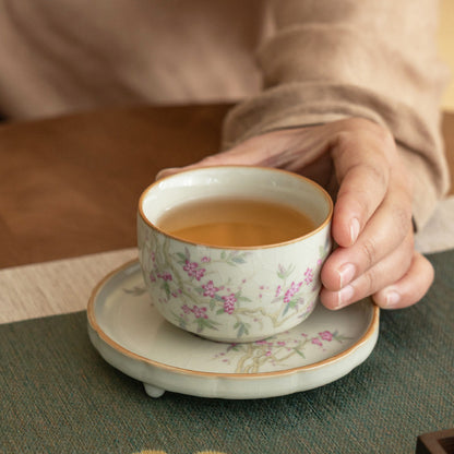 Beige Ru Kiln Peach Blossom Teacup