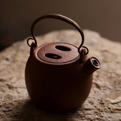 Piggy-shaped Delight Jiangpo Red Clay Yixing Teapot