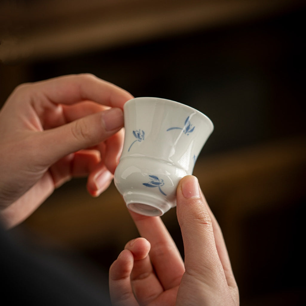 Hand-painted Orchid Ceramic Teacup