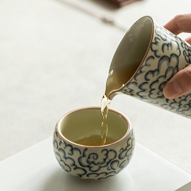 Auspicious Cloud Patterned Ruyao Ceramic Teacup