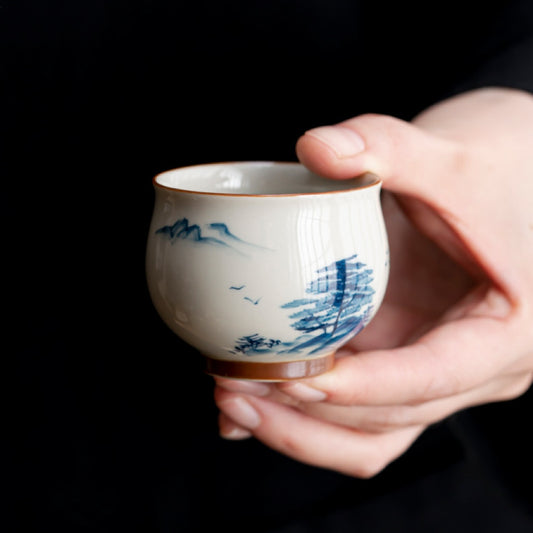 Hand-painted Landscape Ceramic Teacup