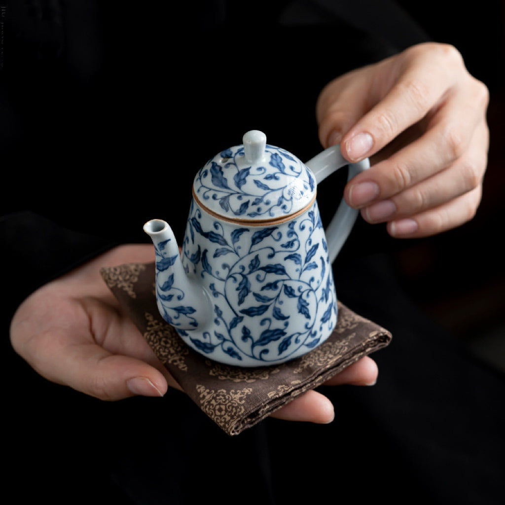 Porcelain Teapot with Chinese Blue-and-white Patterns