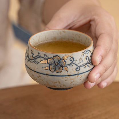 Hand-painted Blue and White Porcelain Flint Red Arhat Teacup