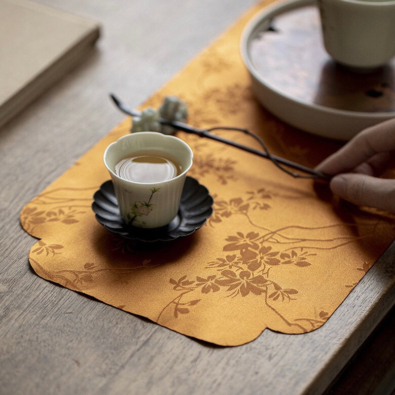 Imitation Gauze Tea Mat for Chinese - style Dry - brewing Tea Ceremony with Double - sided Zen and Waterproof Design