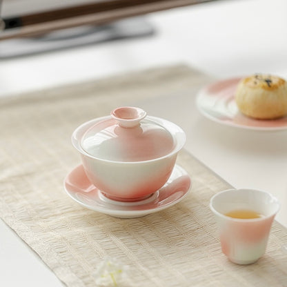 Bol à thé en céramique couleur pamplemousse Gaiwan Tasse à thé à usage domestique