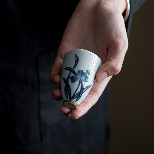 Hand-painted Orchid Ceramic Teacup