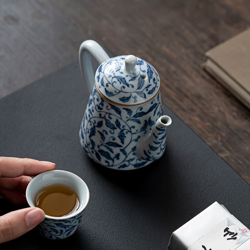 Porcelain Teapot with Chinese Blue-and-white Patterns