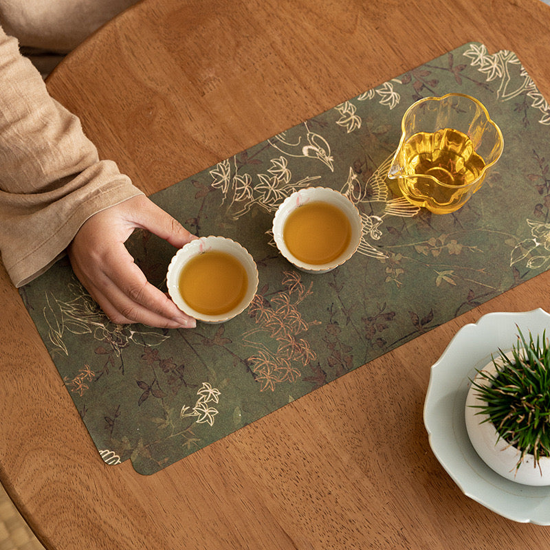 Chinese Style Cloud Yarn Satin Double Sided Swallow Tea Mat