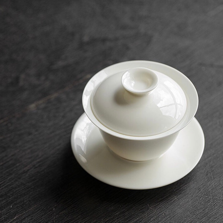 White porcelain gaiwan tea cup tea bowl