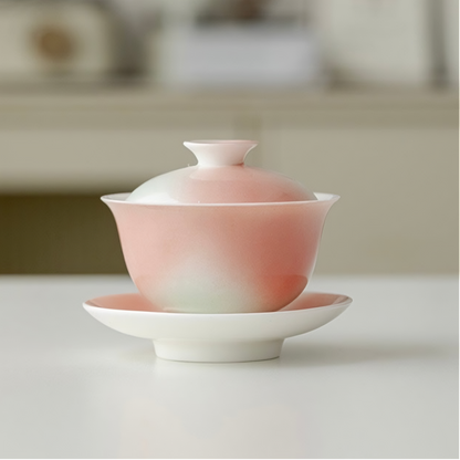 Bol à thé en céramique couleur pamplemousse Gaiwan Tasse à thé à usage domestique