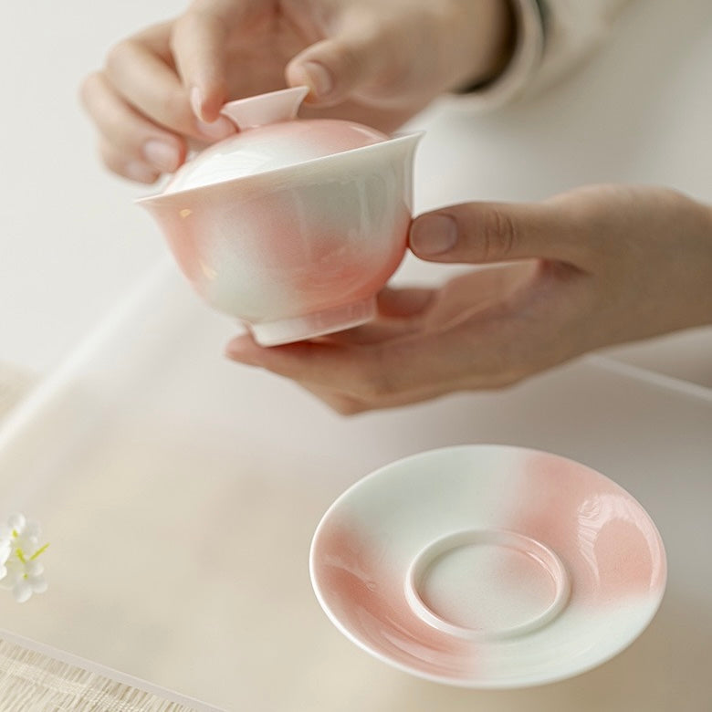 Bol à thé en céramique couleur pamplemousse Gaiwan Tasse à thé à usage domestique