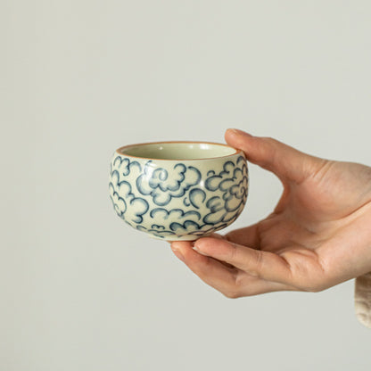 Auspicious Cloud Patterned Ruyao Ceramic Teacup