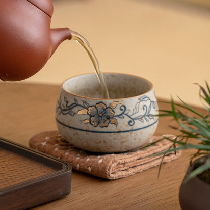 Hand-painted Blue and White Porcelain Flint Red Arhat Teacup