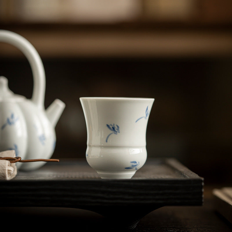 Hand-painted Orchid Ceramic Teacup