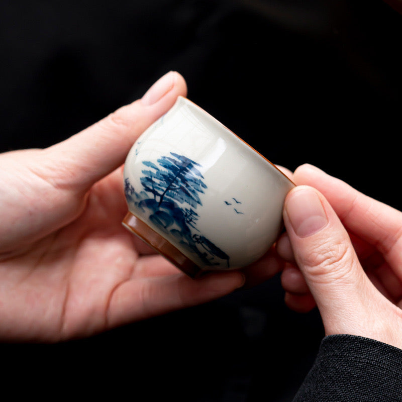 Hand-painted Landscape Ceramic Teacup