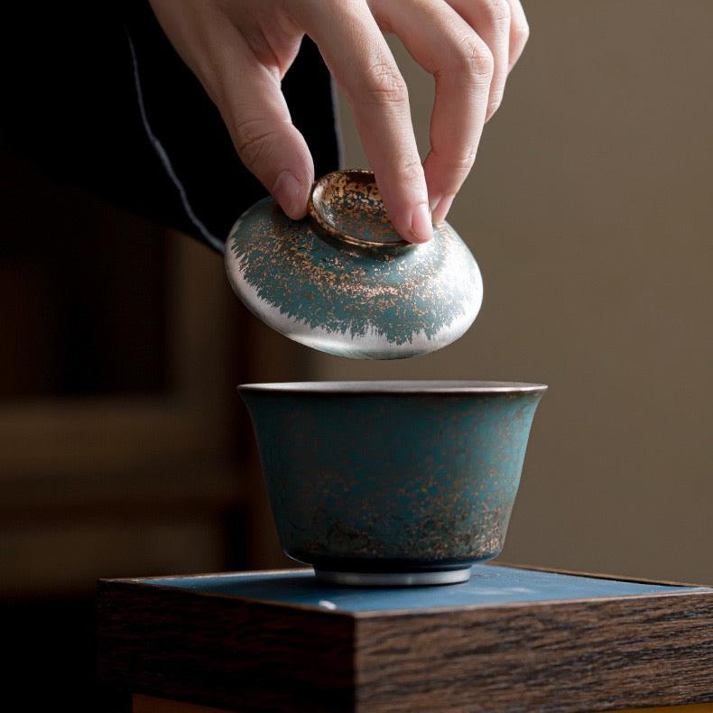 Turquoise Green Gilded Gaiwan