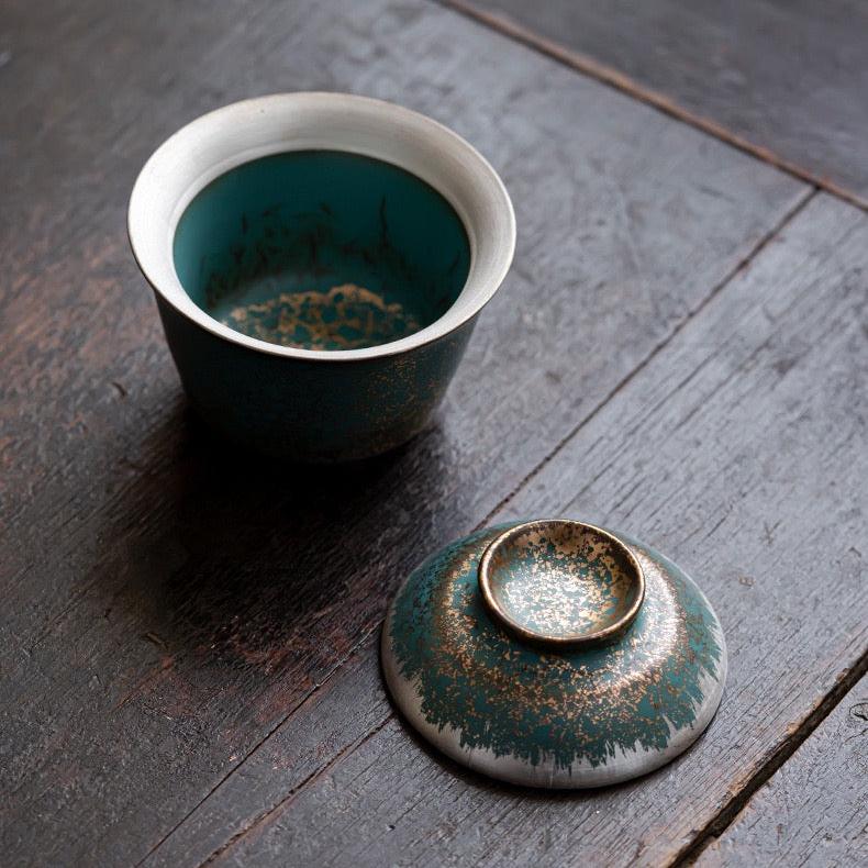 Turquoise Green Gilded Gaiwan