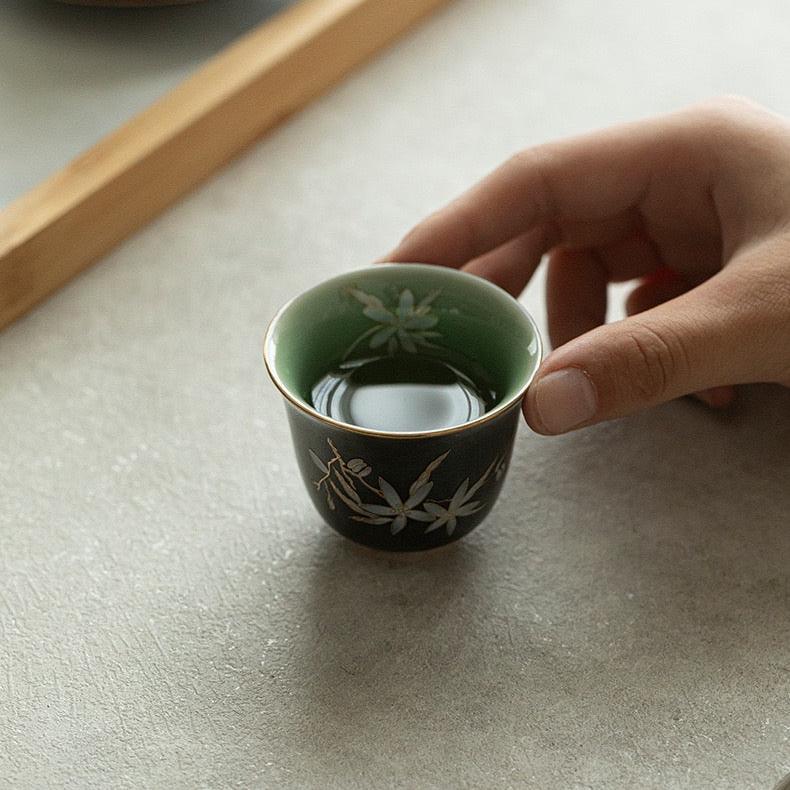 Black Gold Apricot Blossom Gaiwan and Teacup Set