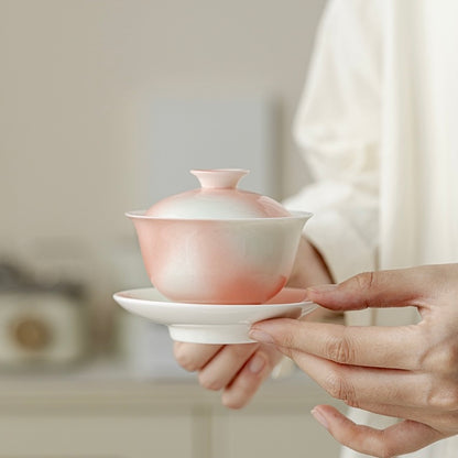 Bol à thé en céramique couleur pamplemousse Gaiwan Tasse à thé à usage domestique