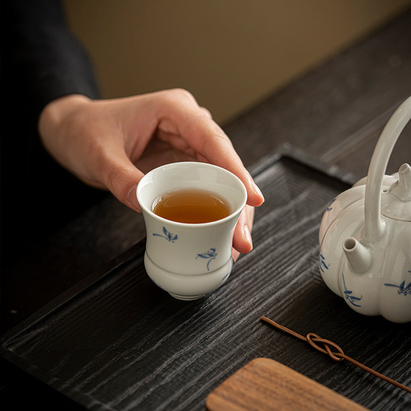 Hand-painted Orchid Ceramic Teacup