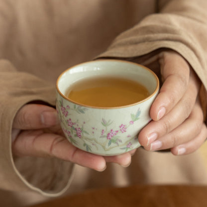 Beige Ru Kiln Peach Blossom Teacup