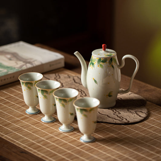 Hand-painted Osmanthus Concubine Teapot and Tea Set