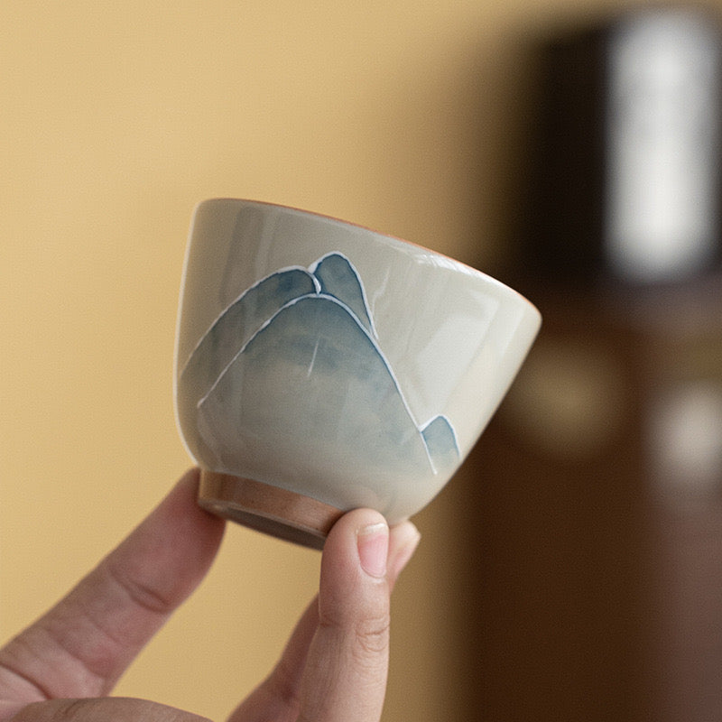 Tasse à thé chinoise peinte à la main avec paysage