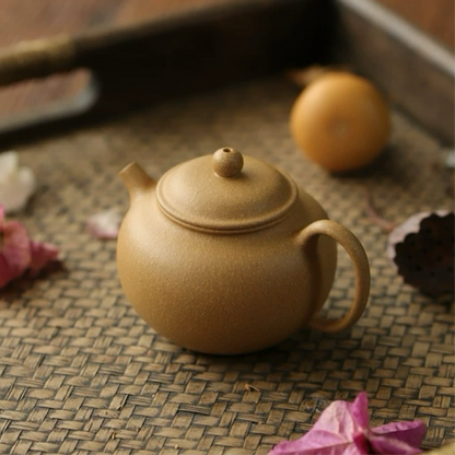 Yellow Dragon Mountain Original Mine Clay Yixing Teapot with Full - Round Shape