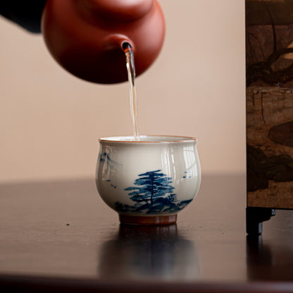 Hand-painted Landscape Ceramic Teacup