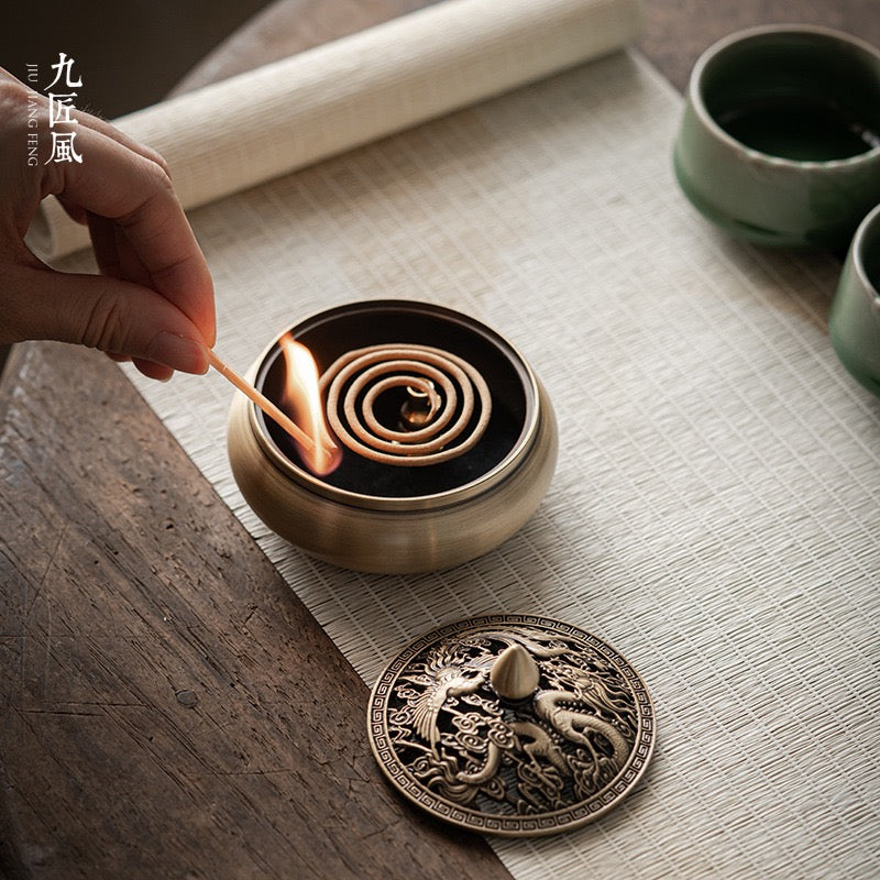 Chinese Celadon Tea Set with Incense Burner