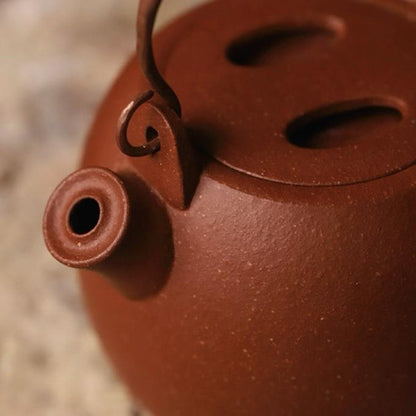 Piggy-shaped Delight Jiangpo Red Clay Yixing Teapot