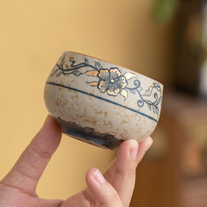 Hand-painted Blue and White Porcelain Flint Red Arhat Teacup