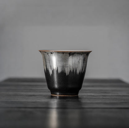 Black-White-Silver Glazed Hand-painted Teacup