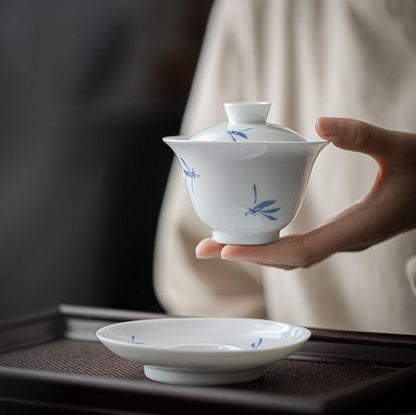 White porcelain Gaiwan Teacups